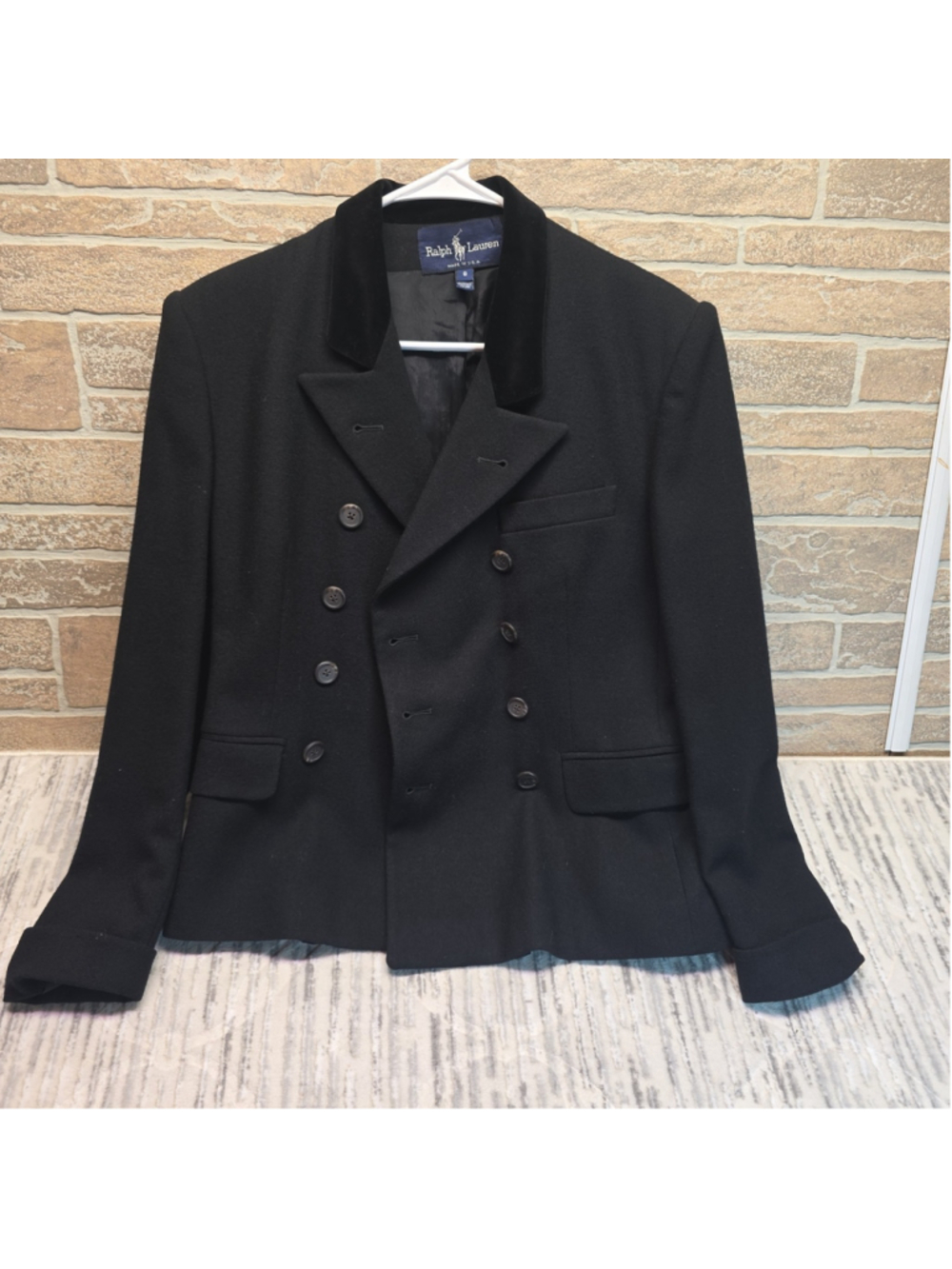 Ralph Lauren Royal Velvet Collar Crest Blazer Womens 100% Wool Double Breasted 8 - Picture 2 of 14